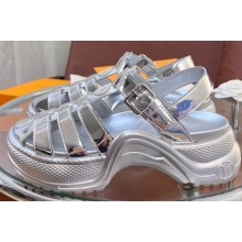 Louis Vuitton Heel 5cm LV Archlight Flat Sandals Patent calf leather Silver 2023