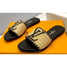Louis Vuitton Raffia Flat Mules Black 2023
