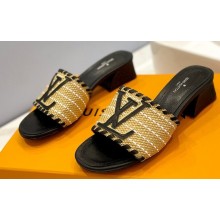 Louis Vuitton Heel 4cm Raffia Mules Black 2023