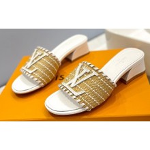 Louis Vuitton Heel 4cm Raffia Mules White 2023