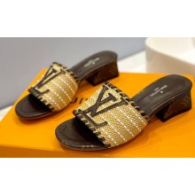 Louis Vuitton Heel 4cm Raffia Mules Coffee 2023