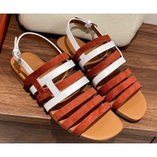 Hermes Ephese sandals in calfskin Brown/White 2023