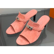 Hermes Heel 7cm Cute sandals Suede Pink 2023