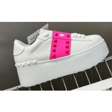 Valentino Heel 6cm platform Rockstud Untitled sneakers in calfskin White/Fuchsia 2023