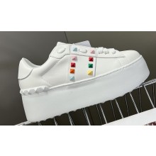 Valentino Heel 6cm platform Rockstud Untitled sneakers in calfskin White/Multicolor 2023