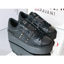 Valentino Heel 6cm platform Rockstud Untitled sneakers in calfskin Black/Gold 2023