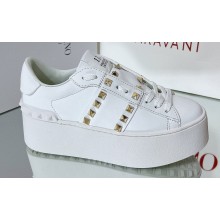 Valentino Heel 6cm platform Rockstud Untitled sneakers in calfskin White/Gold 2023
