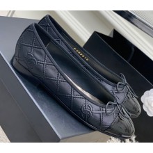 Chanel Lambskin & Patent Calfskin Ballerinas G40110 Black 2023