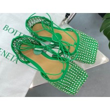 Bottega Veneta Sparkle Stretch Lace-Up Flat Sandals Green 2023