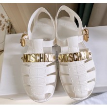 Cheap Sale Moschino Jelly PVC sandals White with Lettering logo 2023