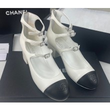 Chanel Heel 4.5cm Lambskin and Calfskin Mary Janes G39515 White 2023