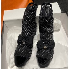Chanel Heel 5.5cm Resille, Kid Suede & Patent Calfskin Mary Janes G40097 Black/Crystal Strass 2023