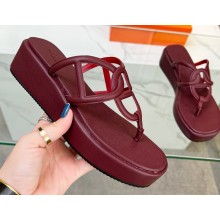 Cheap Sale Hermes Gipsy sandals in Nappa leather with platform Burgundy 2023