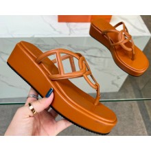Cheap Sale Hermes Gipsy sandals in Nappa leather with platform Brown 2023