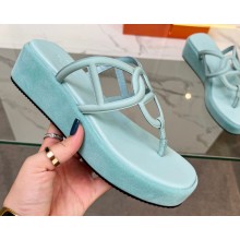 Cheap Sale Hermes Gipsy sandals in Nappa leather with platform Pale Blue 2023