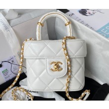 Chanel Small Vanity Case Bag AS3973 Lambskin White 2023