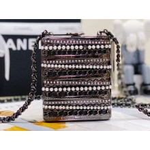 Chanel Pearl and Chain Mini Evening Bag Gun Color 2023
