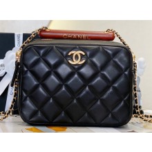 Chanel Wood Handle Bowling Bag Black 2023