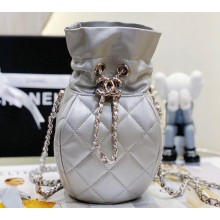 Chanel Shiny Lambskin and Gold-Tone Metal Clutch with Chain Bag Silver 2023