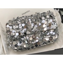 Chanel Sequins Mini Classic Flap Bag AS3523 Silver 2023