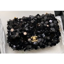 Chanel Sequins Mini Classic Flap Bag AS3523 Black 2023