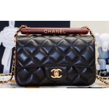 Chanel Wood Handle Small Classic Flap Bag Black 2023