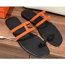 Hermes Georgia Sandals in suede goatskin Orange 2023