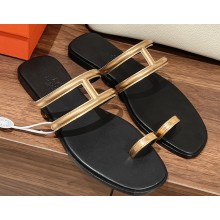 Hermes Georgia Sandals in Metallic Gold 2023