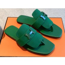 Hermes Galerie Sandals in calfskin Suede Green 2023