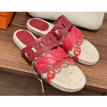 Hermes leather Gwen espadrille Sandals Red 2023