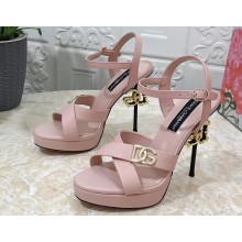 Dolce & Gabbana DG Heel 12cm Platform 1.5cm Logo criss-cross straps sandals Pink 2023