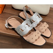 Hermes leather Grace Sandals Beige 2023