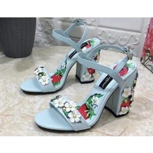 Dolce & Gabbana Heel 10.5cm print Floral sandals Light Blue 2023