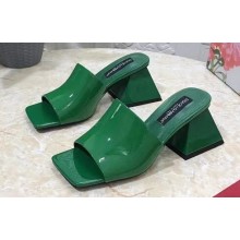 Dolce & Gabbana geometric Heel 6.5cm Patent leather mules Green 2023