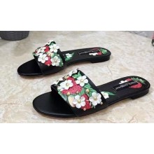 Dolce & Gabbana Heel 10.5cm print Floral slides Black 2023