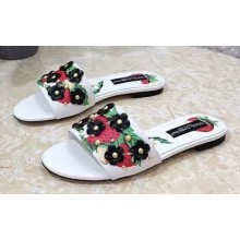 Dolce & Gabbana Heel 10.5cm print Floral slides White/Black 2023