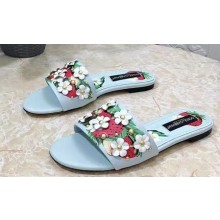 Dolce & Gabbana Heel 10.5cm print Floral slides Light Blue 2023