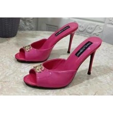 Dolce & Gabbana Heel 10.5cm Patent leather mules Fuchsia with DG logo 2023