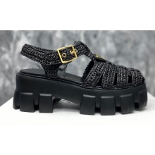 Prada Monolith raffia sandals Black 2023