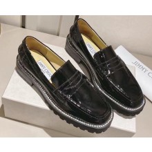 Jimmy Choo Deanna Crystal-Embellished Patent Leather Loafers Black 2023