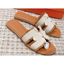 Hermes Oran Sandals in fringed H canvas Brown 2023
