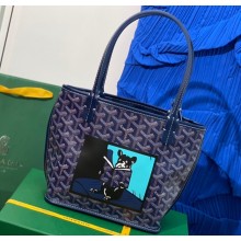 Goyard Hulot Print Anjou Reversible Mini Tote Bag Dark Blue