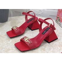 Dolce & Gabbana Heel 6.5cm Nappa-look calfskin sandals Red 2023