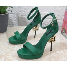 Dolce & Gabbana DG Heel 12cm Platform 1.5cm Leather sandals Green 2023