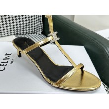 Celine heel 4.5cm T-Bar Triomphe Sandals In Calfskin Gold 2023