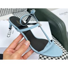 Celine heel 4.5cm T-Bar Triomphe Sandals In Calfskin Blue 2023