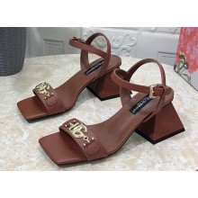 Dolce & Gabbana Heel 6.5cm Nappa-look calfskin sandals Brown 2023