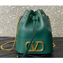 Valentino Mini Bucket Bag In Nappa With Vlogo Signature Chain Green 2023