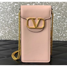 Valentino Loco Phone Case With Chain Bag in calfskin Nude Pink 2023
