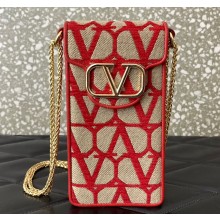 Valentino Loco Phone Case With Chain Bag in Toile Iconographe Red 2023